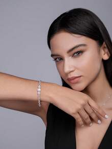 1pc Moissanite Tennis Bracelet 925 Sterling Silver Women's Tennis Bracelet Hiphop Personalized Tennis Bracelet Luxury Fashion Valentine's Day Mother's Day Wedding Anniversary Birthday Gift - 1.0 CARAT - View 3