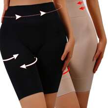 2 Stück Frauen Formwäsche schwarze hautenge Shorts Leggings, körperformende Bauchkontrolle Aktivbekleidung Radlerhosen