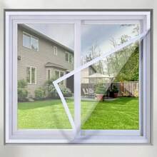 1pc Summer Mosquito Net For Windows, Hook-And-Loop Self-Adhesive, Ventilated Transparent Door And Window Screens, High Density Invisible Curtain Screens, Suitable For All Kinds Of Doors And Windows, No Drilling Required, Self-Adhesive Installation, Removable And Easy To Clean, Usable Year-Round