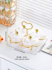1pc Heart-Shaped Compartment Tray, Fruit Bowl, Candy/Snack/Dessert Plate, Serving Dish For Home/Living Room, Modern Melon Seeds/Dried Fruit Storage Box