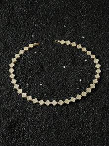 1pc Men's Hip Hop Style Fully Iced Out Square Link Chain Necklace - Style a - View 4