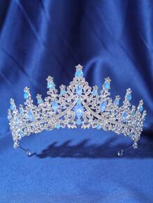 1pc Luxurious Purple Red Semicircular Crown Rhinestone Jewelry Wedding Beautiful Bride Party Ladies Crown Royal Tiaras Costume Crown Hair Garland Headpiece - Silver - View 11