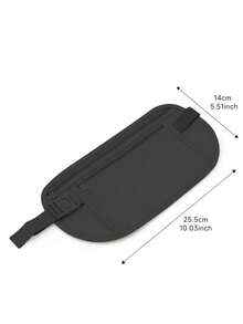 1 件男女通用超薄防盗跑步腰包，尼龙多功能运动腰包，带手机和文件夹，不防水，黑色