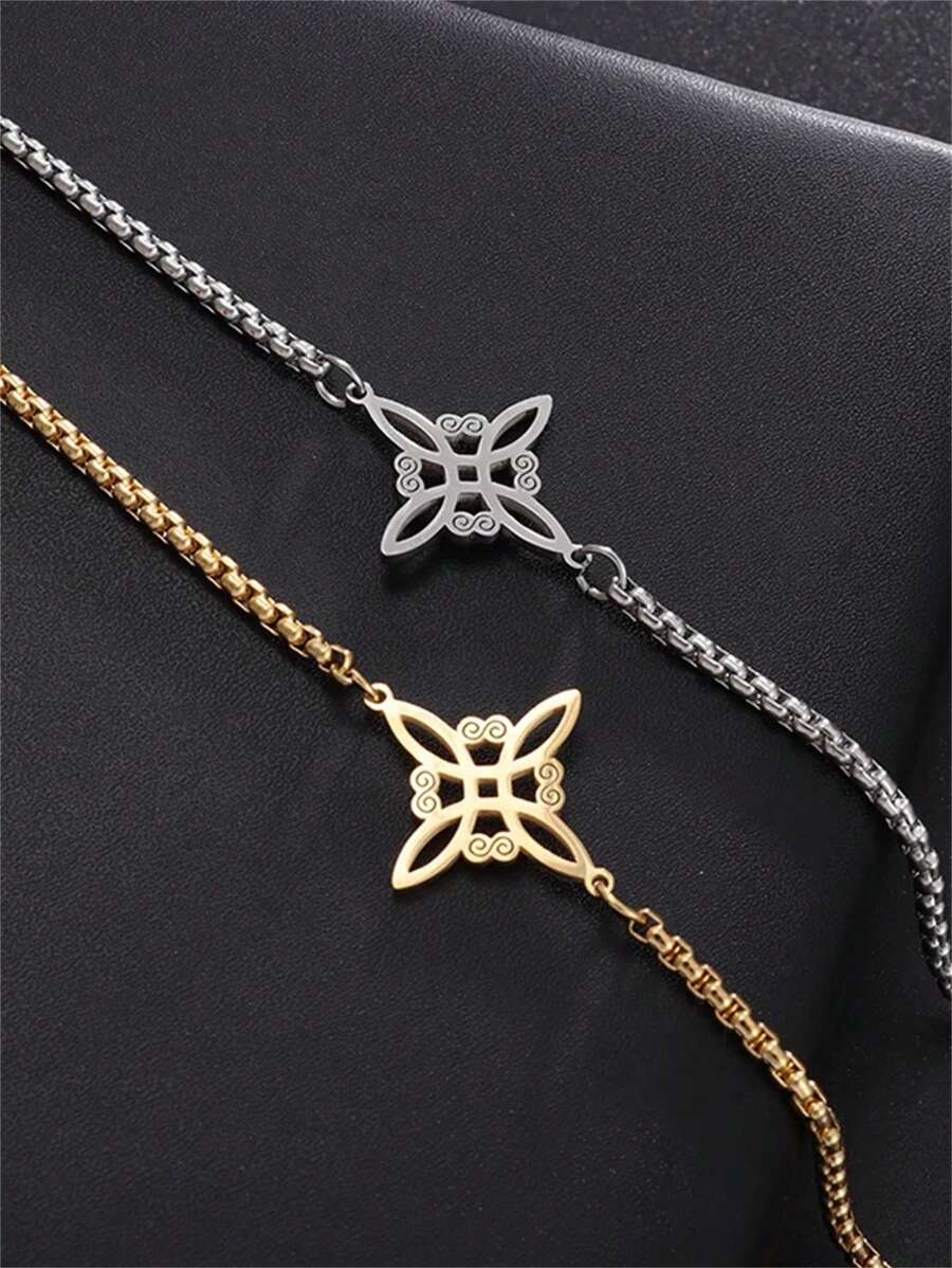 1 Stück Edelstahl Hexenknoten Armband, keltischer Knoten Dekor lässiges Armband, Modeschmuck Geschenk für Männer und Frauen