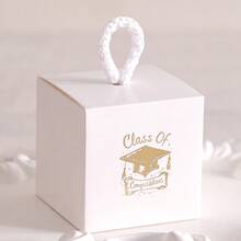 4 Packs Graduation Candy Boxes - Mini Gift Boxes With Gold Graduation Cap And Diploma Design - Black And White Cube Paper Boxes With Rope Handles - Perfect For Chocolates, Small Gifts And Party Favors, Graduation Celebration Supplies, Birthdays, Bridal Showers, Weddings - Multicolor - View 15