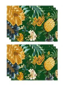 1/4 pièces Dessous de plat en lin bohème coloré, accessoires de cuisine à motif floral, dessous de plat élégants résistants à la pollution, conviennent pour la maison, la salle à manger, la décoration de restaurant