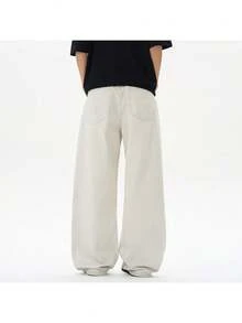 Men's White Washed Denim Jeans - Vintage Stonewashed Relaxed Fit Straight Leg Pants - Elegant Gray - View 3