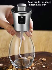 304 Stainless Steel Glass Oil Spray Bottle - Large Capacity Pressurized Sprayer, Suitable For Kitchen And BBQ, Oval Design, Perfect For Olive Oil And Cooking Oil - Ideal Eid Al-Fitr Gift, Kitchen Essential | Fashion Accessory | Material, Oil Spray Bottle - Silver - View 8