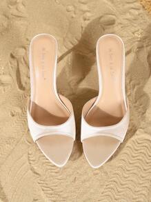 On feet& in love Sandalias de mujer elegantes con tira de satén y punta abierta, tacón alto delgado, adecuadas para combinar con vestidos