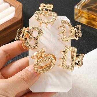 5 piezas Elegantes Pasadores de Pelo Pequeños y Huecos, Pinzas de Pelo de Metal Dorado, Accesorios de Pelo Decorativos para Mujeres y Niñas para Uso Diario, Escuela, Casual, Regalos, Fotografía, Fiestas, Tiaras, Día de San Valentín, Ganchos, Pinzas, Sujetadores de Pelo para Vacaciones y Atuendos de Mujer