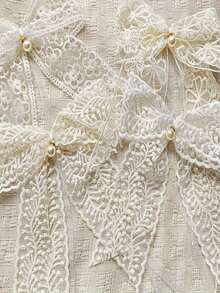 Two Pieces Lace Bow Curtain Tape, French Tulle Curtain Tape, Elegant Curtain And Tulle Decorative Rope, Mother's Day/Christmas Gift - White - View 10