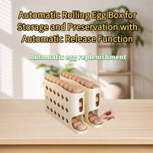 In Stock Rolling Egg Storage Box, Multi-Layer Kitchen Household Rolling Egg Rack, Plastic Refrigerator Egg Tray Preserver