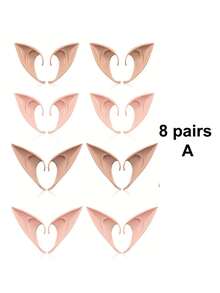 8 Pairs TPR Ears For Cosplay, Anime Costume Halloween Christmas Party Masquerade Accessories - Realistic Fairy Ear Tips - Multicolor - View 3