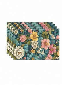 1/4 pièces Dessous de plat en lin bohème coloré, accessoires de cuisine à motif floral, dessous de plat élégants résistants à la pollution, conviennent pour la maison, la salle à manger, la décoration de restaurant
