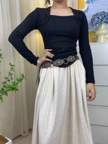 Nuevo cinturón de cuero con hebilla de metal vintage y empalme, estilo vaquero, faja de cuero con lazo a la moda para verano, escuela, otoño, Halloween