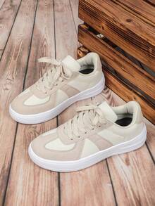 New Fashionable, Breathable, Comfortable Casual Light-Weight Sneakers, High-Quality Neutral Color Walking Shoes, Suitable As Gifts For Festivals, Outdoor Gatherings, Parties, Back To School Season For Men - Beige - View 7