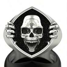 Men's Vintage Punk Style Matte Skull Ring - Multicolor - View 24