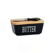 1pc 350ml Ceramic Butter Jar With Lid And Butter Knife, 4 Colors Available - Perfect For Home Cheese Jar, Butter Box, Butter Knife, Cheese Knife, Scraper - Butter Container, Sealed Butter Box, Butter Dish