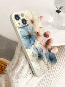 1 pieza Funda de teléfono anti-caída con estampado de moda compatible con iPhone 16/11/16pro/16plus/16promax/16e/15Promax/13/14/12/XS/XR/7G/8P, Galaxy S25/S25PLUS/S25 Ultra/A16/A36/A26/A56/A50/A12/A32/A52/A72/A51/A21S/A13/A14/S24/S24PLUS/S24Ultra,S22/A52/A53/A54/A55/, Mi 11/12Pro/12/12X/13Pro/14Pro/15Pro/, Redmi 10/9/Note9/12c/Note11pro/Note8Pro, Diseño de pintura de tinta floral