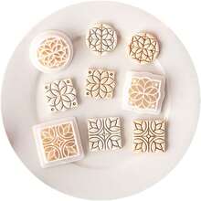 1pc Vintage Geometric Floral Pattern Polymer Clay Mold, Clay Cutter For Soft Clay Jewelry Making Kit - White - View 3