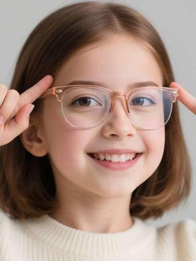 1 PC Boys Girls 4-8Y Metal Half Rim Candy Color Rectangle Fashion Glasses For Daily Reading And Clothing Matching