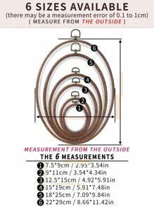 3 قطع دائرة خياطة متنوعة الأحجام 6 بأسلوب عتيق مزين بالخشب البني وملمس الخشب الطبيعي لعمل الاشغال اليدوية، اطر سشوار الحلم الديكورية المعلقة. مصنوعة من مواد عالية الجودة البلاستيك والمعدن. مناسبة لأغراض الديكور كالهالوين وعيد الميلاد والهواتف والحقائب والاثاث والسيارات
