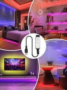 1Pc/2Pcs USB 3-Key LED Strip Controller, Fits 5V RGB Strips, Easy To Use With Simple Light Mode Switch, Ideal Accessory For Home Decor And Ambient Lighting.(Strip Light Not Included)