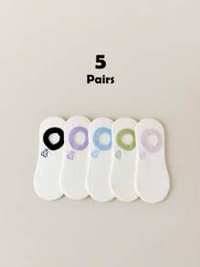 5 par damskich skarpetek inspirowanych dopaminą, urocze skarpetki z motywem łódki z kreskówek, skarpetki niewidoczne, letnie