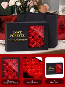 1pc Ins Style Rose Gift Boxes (Jewelry Not Included), Rose Material, Gift Box Material Is And Paper, Can Be Matched With Various Jewelry, Ins Style, Light Luxury, High-End, Gift Box Suitable For Home Decoration, Wedding Gifts, Wedding Anniversary Gifts, Girlfriend Gifts, Mother's Day Gifts.