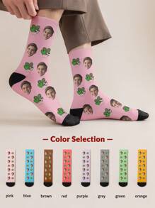 1 paire de chaussettes mi-longues personnalisées pour hommes avec n'importe quel visage. Chaussettes personnalisées avec photos, chaussettes longues et moyennes amusantes et personnalisées, convenant pour des occasions telles que la Saint-Valentin, les anniversaires et les cadeaux. Personnalisé, amusant et coloré.