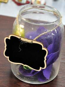 5/10pcs Wood Grain Mini Double Sided Chalkboard With Hanging Rope, Creative Home Decoration Wedding Props, Mini Erasable Labels For Wedding Food Party Graduation Ceremony - Multicolor - View 7