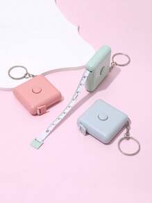 1 pièce Règle carrée automatique de style nordique, de couleur bonbon, mini mètre à ruban petit pour mesurer les vêtements. Mètre à ruban petit de 1,5 mètres avec corde de suspension, mesure automatique de la rétractation, trois circonférences, mètre à mesurer souple, mesures métriques et impériales, multifonctionnel pour la mesure de la longueur, usage de bureau