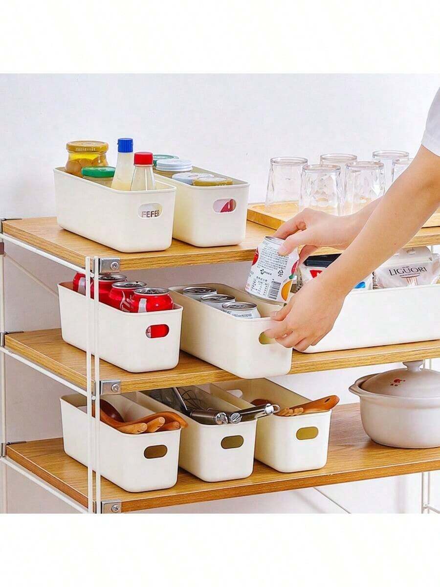 10个带提手的可堆叠塑料收纳盒,适用于办公室、家庭、衣柜等场所,多功能收纳篮,耐用容器,可用于存放袜子、内衣、文具、化妆品等,节省空间的抽屉收纳盒(塑料制品可能略有变形,实际尺寸可能略小于图片,介意者请勿购买) - 白色 - 查看 1