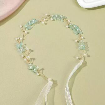 1 stuk handgemaakte parelbloem hoofdband haaraccessoire voor vrouwen, geschikt voor bruiden, bruiloften en feesten