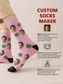 1 paire de chaussettes mi-longues personnalisées pour hommes avec n'importe quel visage. Chaussettes personnalisées avec photos, chaussettes longues et moyennes amusantes et personnalisées, convenant pour des occasions telles que la Saint-Valentin, les anniversaires et les cadeaux. Personnalisé, amusant et coloré.
