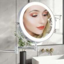 [LED Makeup Mirror] 10 X Illuminated Magnifying Wall Mirror LED Makeup Mirror With 3 Colour Modes, 1X/10X Magnification USB Charging, Touch Screen, 360° Swivel And Extendable For Bathrooms,Extendable Up To 13 Inches Bathroom Decor Fall Decor Makeup Organizer Bathroom Accessories Back To School