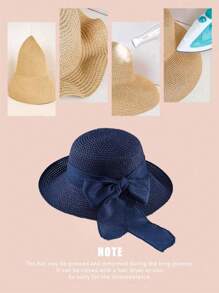 1 Peça Chapéu de Praia Fashionista Multicolorido com Laço para Mulheres, Chapéu Balde Dobrável para Proteção UV no Verão, Sombreamento