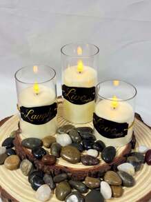 3pcs Flameless Candles - Acrylic Flameless Candles With Timer, Battery Operated Candles With 10-Key Remote, Flickering LED Pillar Candles With 3D Flame Effect, Suitable For Weddings, Parties, Home Decor