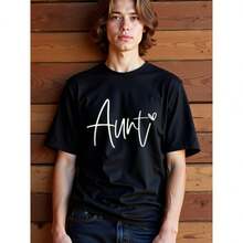 60 Polyester 40 Cotton Tshirts, 95 Cotton 5 Spandex T-Shirts Men, Black Aunt Script T-Shirts With Heart Design, Bulk Tshirts Unisex Multiple Sizes, Men's Long Sleeve T-Shirts - Black - View 1