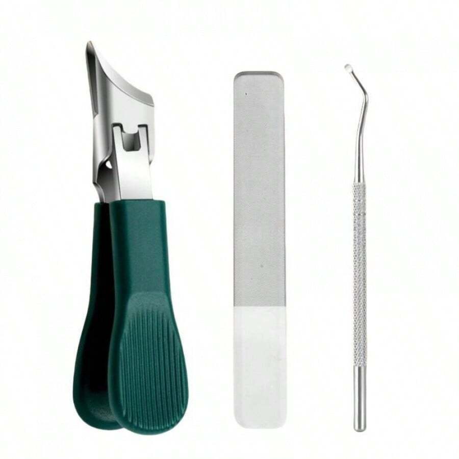 Set van 3 schuine nagelknippers in de vorm van een adelaarsbek, multifunctionele set met grote opening en anti-spat nagelknippers, hoogwaardige dikke en harde manicureschaar