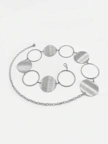 1 pezzo Cintura regolabile con grande disco rotondo in metallo dalla texture ondulata bohémien, design semplice adatto a gonne, pantaloni, ideale per spiaggia, uso quotidiano, estate, scuola, autunno, Ognissanti