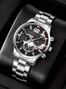 8-Piece Men's Quartz Watch Set, + Ring + Cross + Bracelet Set
