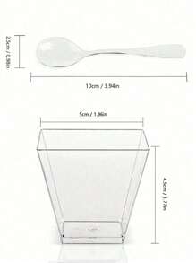 20pcs Transparent Plastic Dessert Cups And 50pcs Square Jelly Cups With Spoons, Reusable Mini Dessert Cups, Party Supplies, Mousse Cake Cups, Pudding Cups, Party Supplies, Outdoor Travel And Picnics