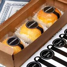 [Custom] 1 Customizable Packaging Seal Sticker, Suitable For Popcorn, Cake Boxes, Baking, Black Matte Polka Dot Seal Sticker,Graphic Print - Black - View 3