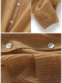 Cardigan in maglia con scollo a V e bottoni, donna, oversize e casual, sottile per l'estate, minimalista e versatile