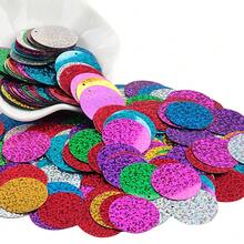 60颗（20克）30毫米圆形散装亮片，塑料圆形亮片，直径3厘米，孔径1毫米，彩色亮片，适用于珠宝制作、DIY剪贴簿、缝纫工艺 - 彩色 - 查看 3