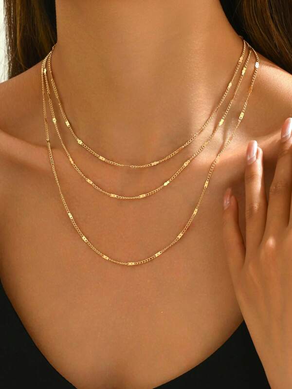 1 Piece Of Simple, Fashionable, Personalized, Light Luxury, High-End, Multi-Layer Laminated Chain Necklace Suitable For Women's Daily Wear