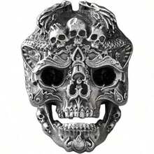 Men's Vintage Punk Style Matte Skull Ring - Multicolor - View 22