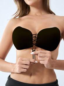 1pc Women Self-Adhesive Silicone Bra, Adjustable Push-Up Invisible Bra Tapes, Bra Accessories, Cooling Innerwear For Summer, Cleavage Support Bustier Tape For Evening Gowns