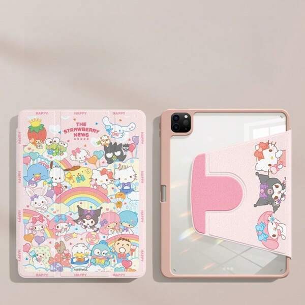 Sanrio غطاء حماية دوار من الاكريليك لأجهزة iPad Pro و iPad 11 و iPad Air 7، غطاء رقيق وجميل بتصميم سانريو للآيباد الجيل العاشر و iPad Mini 7/6 و iPad Air 5 قطعة واحدة